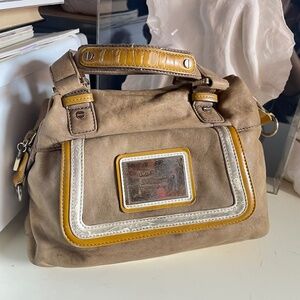 L.A.M.B. Tan and Yellow Handbag